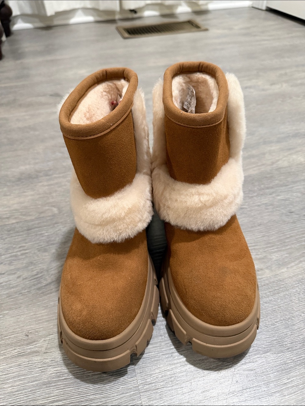 Women's Tan Suede Faux-Fur Lined Winter Boots